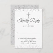 Doop Eerste Heilige Communie Zilver RSVP Kaartje (Voorkant / Achterkant)