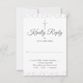 Doop Eerste Heilige Communie Zilver RSVP Kaartje