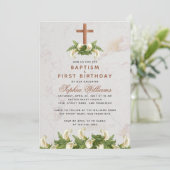 Doop Eerste Verjaardag Koperkruis Calla Lelies Kaart (Staand voorkant)