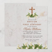 Doop Eerste Verjaardag Koperkruis Calla Lelies Kaart (Voorkant / Achterkant)