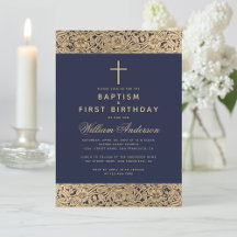 Doop Eerste verjaardag Navyblauw Gouden Rozen Jong