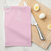 Doop, eigen naam, gefeliciteerd roze kind o theedoek (Quarter Fold)
