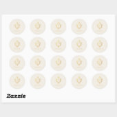 Doop Elegant Crest Ivory Faux Gold Folie Ronde Sticker (Vel)