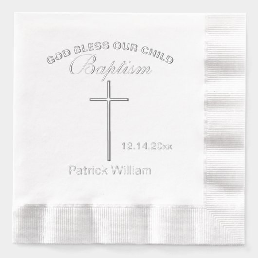 Doop Elegant Kruis Folie Servetten (Voorkant)