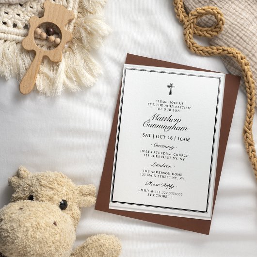 Doop Elegant Modern Cross QR-code Acryl Uitnodigingen