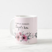 Doop Elegant Roze Bloemen Koffiemok (Voorkant links)