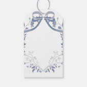 Doop elegante blauwe boog cadeaulabel (Achterkant)