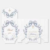 Doop elegante blauwe strik bedankdoosjes (Ongevouwen)