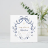 Doop elegante blauwe strik kaart (Staand voorkant)