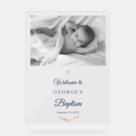 Doop Elegante foto welkom acryl teken Acryl Bord (Voorkant)