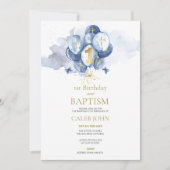 Doop en 1e verjaardag Marine Ballon Uitnodiging (Voorkant)