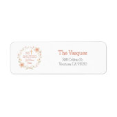 Doop en Eerste Jaar Verjaardag Schattige Roze Bloe Etiket (Voorkant)