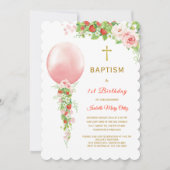 Doop en Eerste Verjaardag Aardbei Kaart (Voorkant)