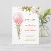 Doop en Eerste Verjaardag Aardbei Kaart (Staand voorkant)