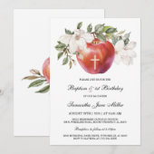 Doop en Eerste Verjaardag Apple Sjabloon Kaart (Voorkant / Achterkant)