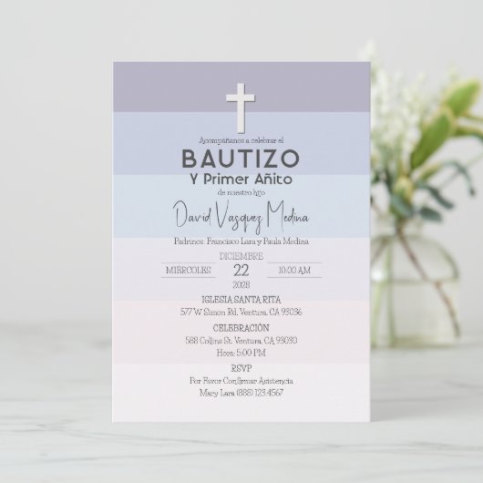 Doop en Eerste Verjaardag Minimalist Kaart (Staand voorkant)