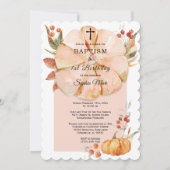 Doop en eerste verjaardag pompoen meisje kaart (Voorkant)