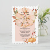 Doop en eerste verjaardag pompoen meisje kaart (Staand voorkant)