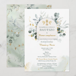 Doop en Eerste Verjaardag van Tweelingen Kaart