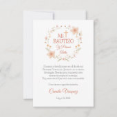 Doop en Eerste Verjaardag Waterverf Roze Bloemen Bedankkaart (Voorkant)