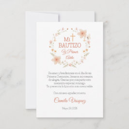 Doop en Eerste Verjaardag Waterverf Roze Bloemen Bedankkaart