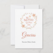 Doop en Eerste Verjaardag Waterverf Roze Bloemen Bedankkaart (Achterkant)