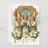 Doop en Geboorteaankondiging Engelen Lelies Goud Kaart (Achterkant)