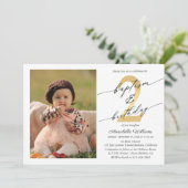 Doop en tweede verjaardag foto uitnodiging (Staand voorkant)