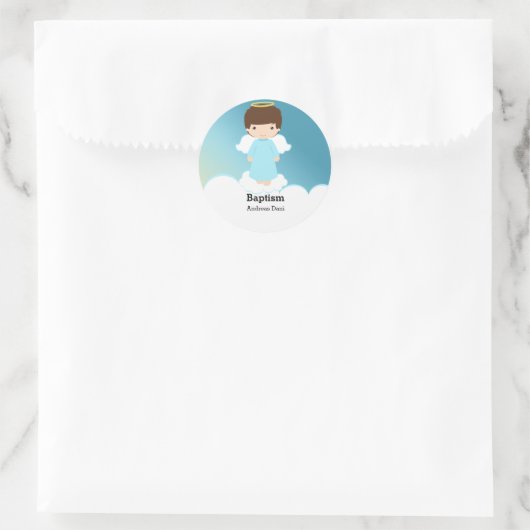 Doop Engel Jongen Ronde Sticker (Tas)