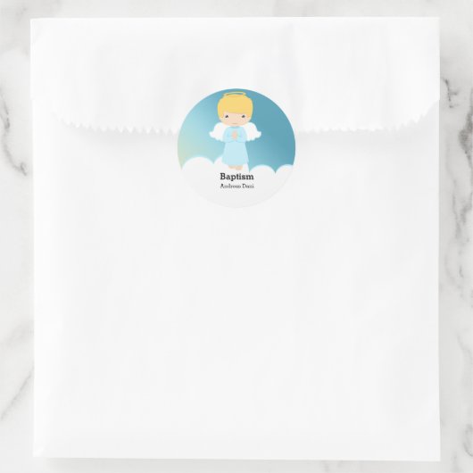 Doop Engel Jongen Ronde Sticker (Tas)