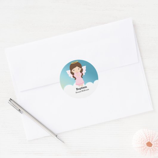 Doop Engel Meisje Ronde Sticker (Envelop)