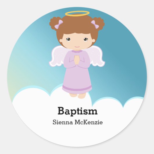 Doop Engel Meisje Ronde Sticker (Voorkant)