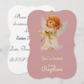 Doop engel met vleugels en bloemenkroon   kaart (Voorkant / Achterkant)