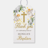 Doop Engelen Goud Glitter Geslacht Neutraal Cadeaulabel (Voorkant)