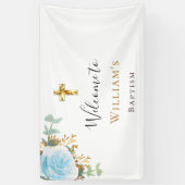 Doop eucalyptus blauwe bloem jongen welkom  spandoek (Verticaal)