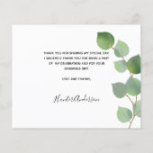Doop eucalyptus foto dankkaart (Achterkant)