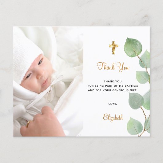 Doop eucalyptus foto QR code dank u kaart (Voorkant)