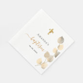 Doop eucalyptus gouden naam servet (Hoek)