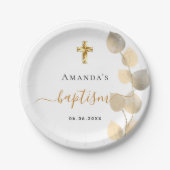 Doop eucalyptus goudwit elegant papieren bordje (Voorkant)