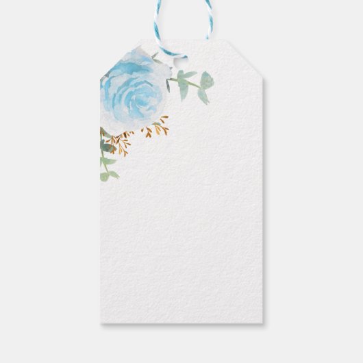 Doop eucalyptus lichtblauw bloemenjongen cadeaulabel (Achterkant)