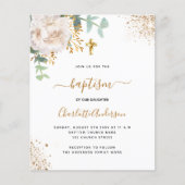 Doop eucalyptus witte bloem budget uitnodiging flyer (Voorkant)