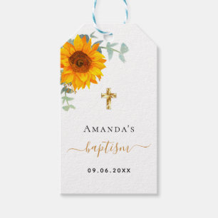 Doop eucalyptus zonnebloem jongen meisje cadeaulabel