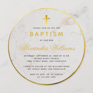 Doop Faux Gold Folie Marmeren Kalligrafie Ronde Kaart