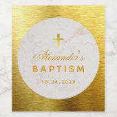 Doop Faux Gouden Folie Elegant Script Cross Wijn Etiket (Enkel label)