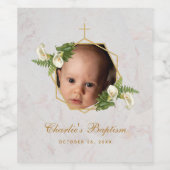 Doop Foto Bloemen Calla Lilies Goud Marmer Wijn Etiket (Enkel label)