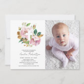 Doop Foto Bloemen Meisje Waterverf Kaart (Voorkant)