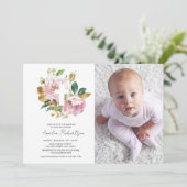 Doop Foto Bloemen Meisje Waterverf Kaart (Staand voorkant)