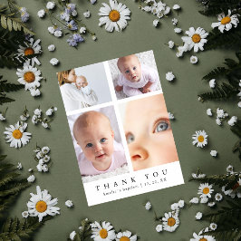 Doop Foto Collage Kruis Elegante Dank Je Wel Bedankkaart