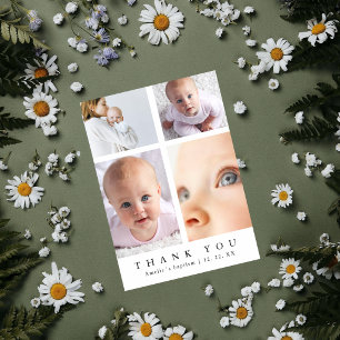 Doop Foto Collage Kruis Elegante Dank Je Wel Bedankkaart