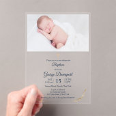 Doop Foto goud kruis transparante Uitnodiging (Insitu (Draagbaar))